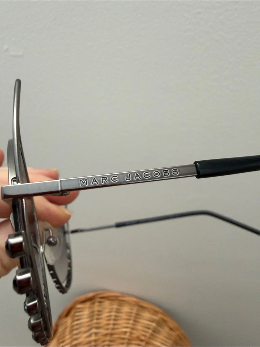 Marc Jacobs | Silver Round Sunglasses w/ Gradient Gray Lenses Black Gems | NWOT - Picture 9 of 9